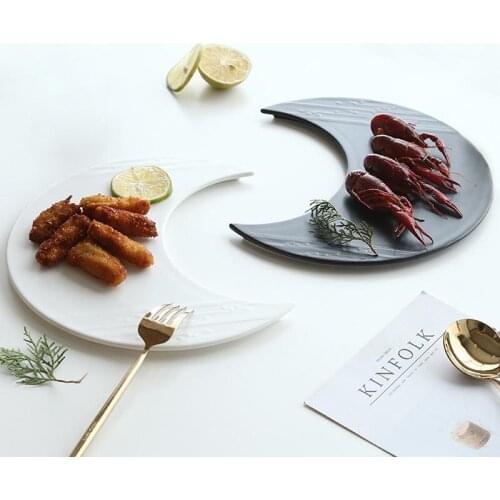 Creative Japanese Sushi Dishes Ceramic Western Food Plate White Black Porcelain Dinner Plates Dessert Tray Cake Dish Tableware