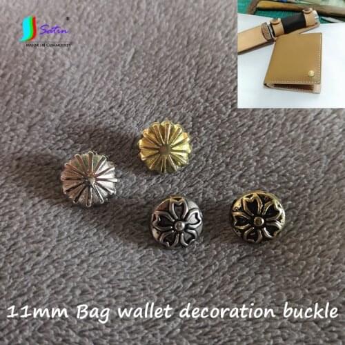 11MM Brass White Copper Gold Silver Chrysanthemum Five-petal Buckle Leather Decorative Accessories Flowers Screw Button A0268F