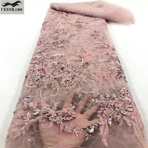 Madison African Lace Fabric 2021 High Quality Handmade Beaded Lace Material French Mesh Lace Fabric For Wedding Sewing