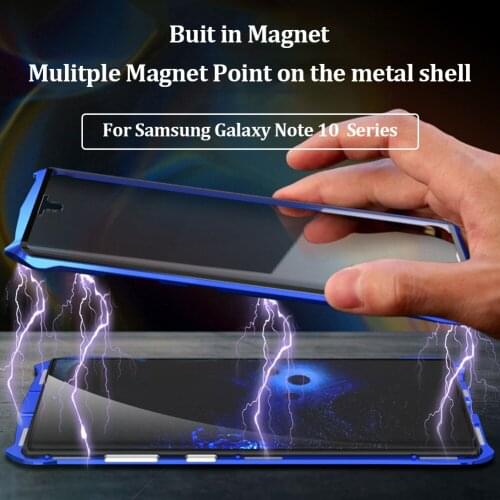 Flip Magnetic Metal Case For Samsung Galaxy Note 10 Pro 8 9 S20 S10 S9 S8 Plus Case A51 A71 A50 A70 A10 A20 A30 Glass Cover Euti