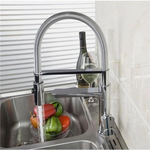 Copper kitchen sink basin faucet pull down, Contemporary rotated dish basin faucet chrome, Kitchen faucet mixer tap hot and cold