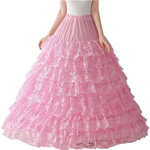 Fashion 9 Layers Petticoat Pink Lace Super Puffy Ball Gown Petticoat Underwear Wedding Accessory Underskirt For Long Crinoline