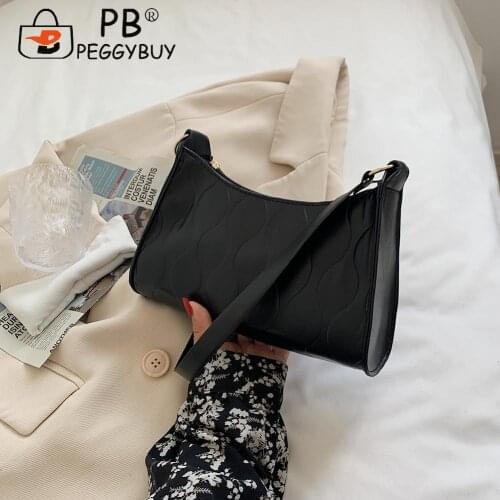 Fashion Women Embossing PU Underarm Bag Casual Solid Color Small Shoulder Bags Mini PU Leather Shoulder Bags for Women