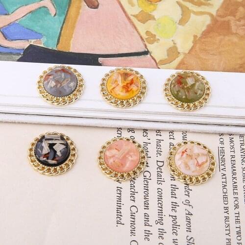 10pcs Fashion womens earrings 2019 Retro Geometric Earrings For Girl Round Dried Flowers Resin Pendant Diy Jewelry Accessories