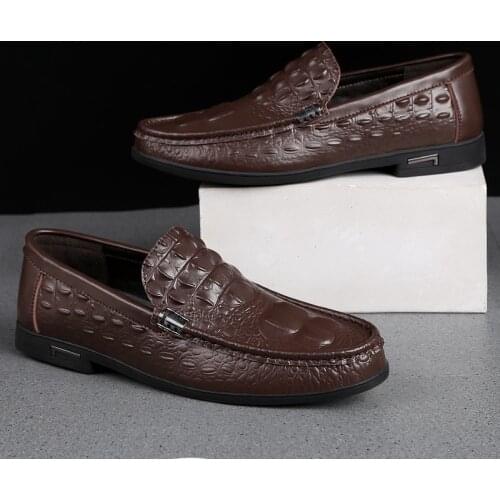 Genuine Leather Men Casual Shoes Brand 2020 Italian Men Loafers Moccasins Breathable Slip on Black Driving Shoes Plus Size 2020