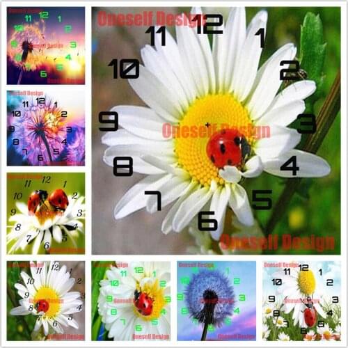 2021 new christmas gift 5d diamond painting full square with clock Dandelion 5d diamond embroidery full set with clock Dandelion