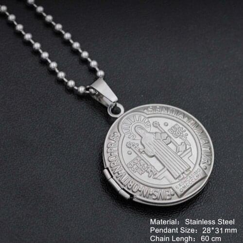 Stainless Steel Religion Cross Locket Necklaces Photo Frame Pendant Necklace for Women Men Fashion Memorial Jewelry