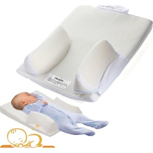 Baby Infant Newborn Sleep Positioner Anti Roll Pillow Prevent Flat Head Shape Anti Pillow Cushion Safe comfort helps digestion