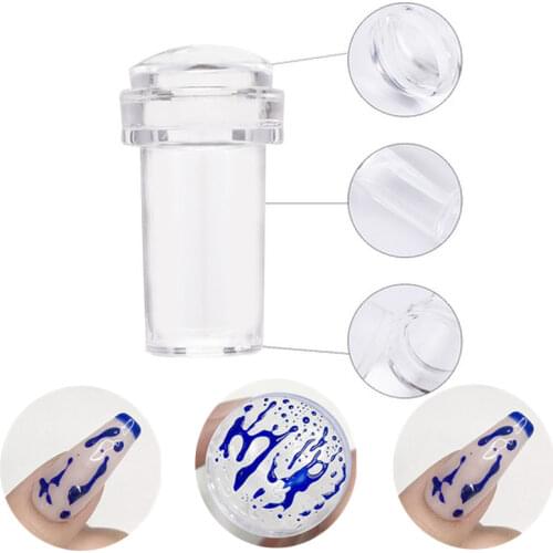 Nail Art Templates Clear Jelly Silicone Stamper Stamping Plate Scraper With Cap Transparent Nail Stamper
