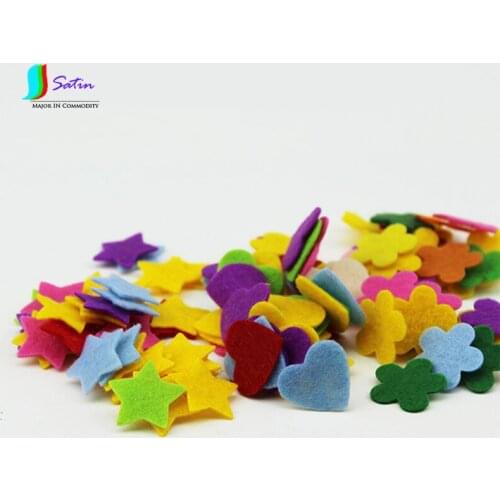 Mixed Colors Heart Star Flower Shape Non-woven Fabric Patches DIY Children Hand Craft Decorative Accessories Patch S0306N