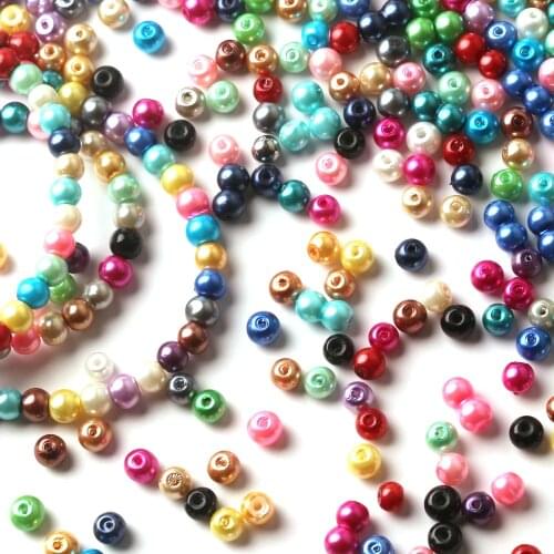 4/6/8/10/12mm Multicolor Glass Round Bead Loose Imiation Pearl With Hole Beads For DIY Craft Decoration Art Dress Making
