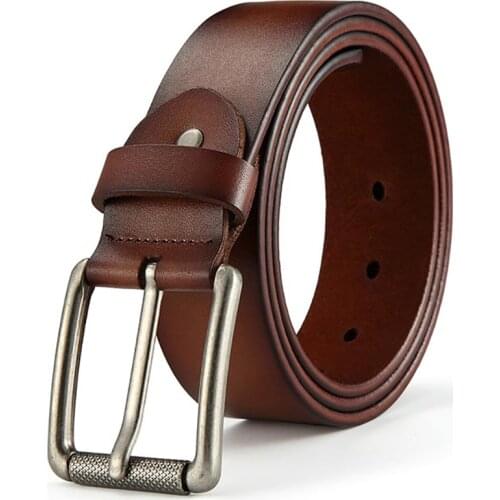 Men Causal High Quality Genuine Leather Belt Men New Fashion Simple Classic Vintage Style Pin Buckle Male Belt 90-125cm