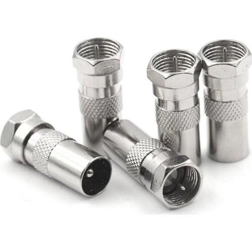 5PCS F Male Plug To IEC DVB-T TV PAL Male Straight Coaxial RF Adapter Connector Wholesale Plug Jack Connector Whosesale