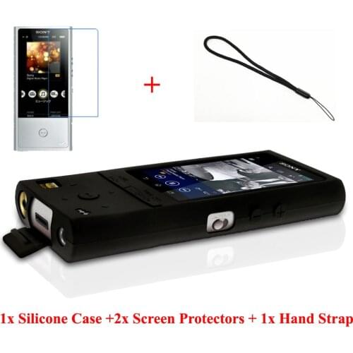 Silicone Rubber Gel Skin Case Cover for Sony Walkman NWZ ZX100 NW-ZX100 with Screen Protector and Hand Strap