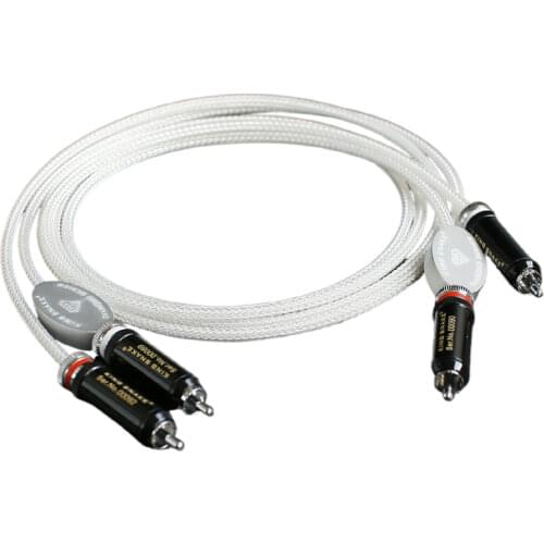 Pair King Snake Diamond series silver Interconnect CRYO - 196 RCA Audio cable 1.5m