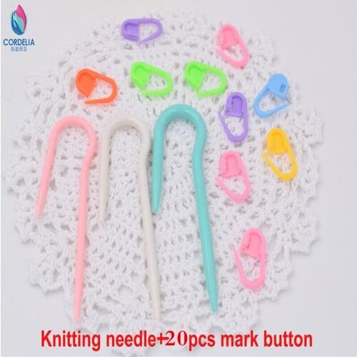 2016 china latest products totally 23 pcs U shape knitting needles with 20 pcs knittint sitch marker for home DIY accessories