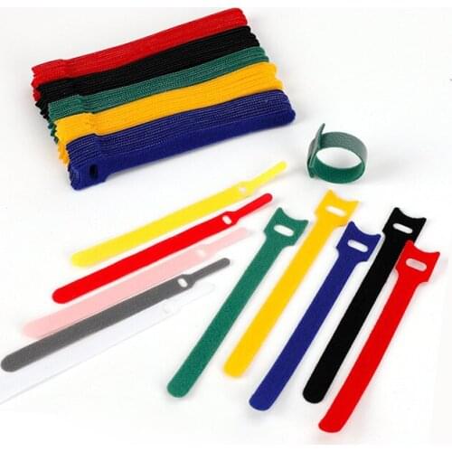 100Pcs T-type Velcro Cable Tie Cord Nylon Strap Hook Loop Ties Tidy Organiser Tool Hook and Loop Cable Ties Fixing Strap