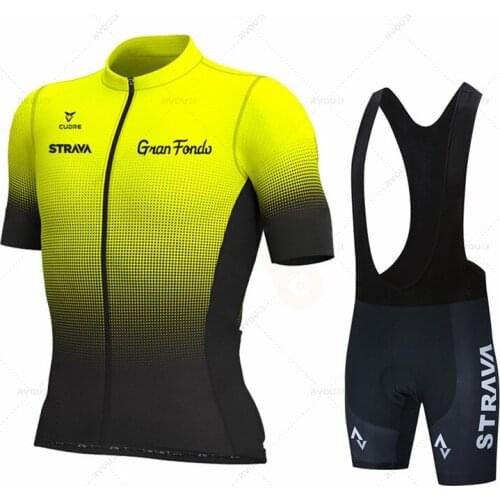 2021 Strava Team Cycling Jersey Set Breathable Bicycle Jersey Cycling Clothing Bib Shorts Suits Bike Wear Jersey Triathlon