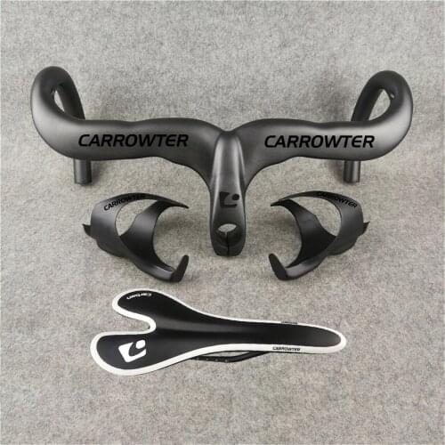 UD Matte BoB Black on Black CARROWTER carbon Handlebar Road Bike Saddle Seat Water Bottle Cages Holders