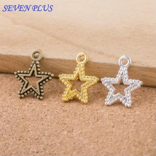 High Quality 50 Pieces/Lot 15mm*17mm Alloy Material Gold Color Hollow Out Star Charms Diy Charm For Jewelry Making