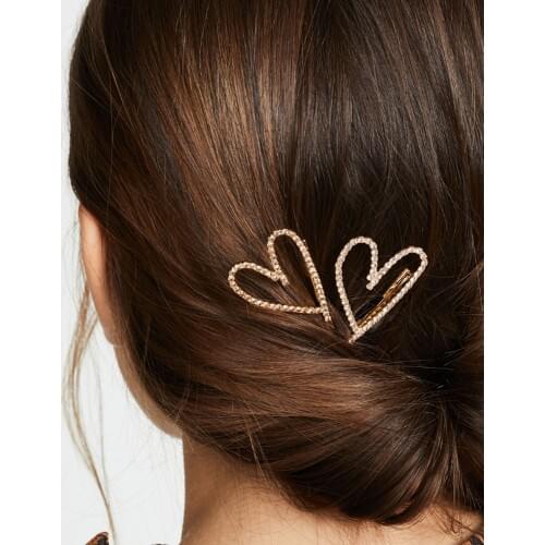 Stonefans Heart Rhinestone Hair Clip Barrette Jewelry Accessories for Women Bridal Wedding Crystal Hair Pins Christmas Jewellery