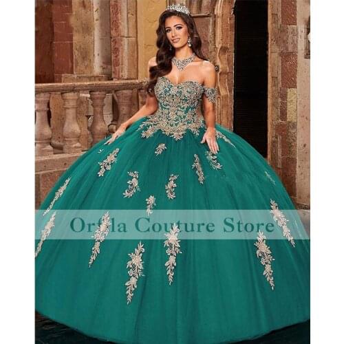 2021 Green Quinceanera Dresses with Floral Applique Sweetheart Sweet 16 Ball Gown Prom Dress vestidos de 15 años