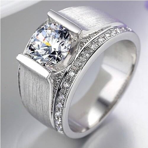 14K 585 White Gold Ring Test Positive 1Ct Moissanite Mens Engagement Ring Everlasting Love Gift