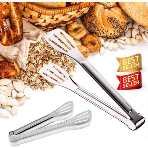 1x Stainless Steel Food Tongs Kitchen Heat Resistant Hollow-Out Barbecue Tongs Food Tongs Kitchen Tools BBQ Tools Accessories