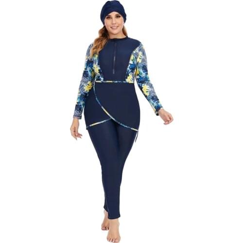2021 Burkini Mujer Women Islamic Muslimah Swimsuit clothing Arabian Swimsuit Ladies Hijab 80% Nylon Muslim Swimwear Long Sleeve