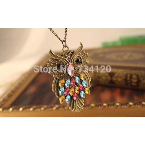 2021 Hot Arrival Fashion Unique Owl Color Rhinestone Necklace Jewelry Accessories Gift Wholesale For Women