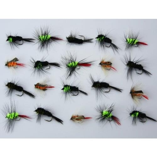 40Pcs Woolly Worm Montana Stonefly Nymphs Flies Black/Green/Orange Salmon Trout Fly Fishing Lures