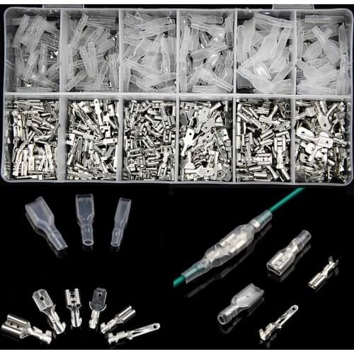 450PCS 2.8/4.8/6.3mm Assorted Insulated Splice Crimp Terminals Electrical Wire Butt Connectors Female&Male Spade Terminal