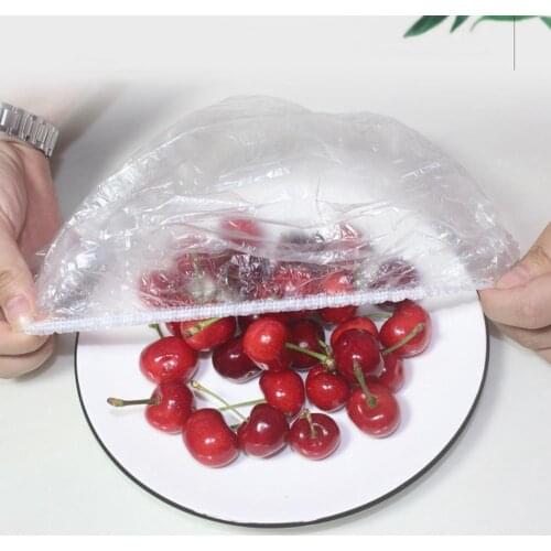 50/100Pcs Disposable Food Cover Plastic Wrap Elastic Food Lids For Fruit Bowls Cups Caps Storage Kitchen Fresh Keeping Saver Bag