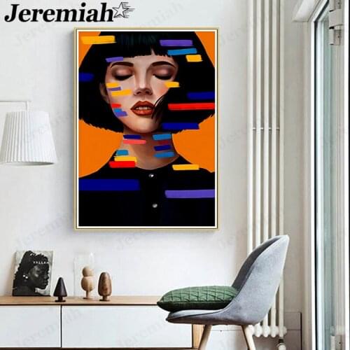Abstract Portrait Canvas Poster Color Line Woman Picture Print Wall Artist Home Room Decoration Frameless Painting