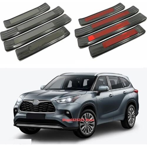 Car Sticker for Toyota Highlander 2021 2022 Accessories Door Threshold Bar Modification Welcome Pedal Sill Scuff Plate Guard