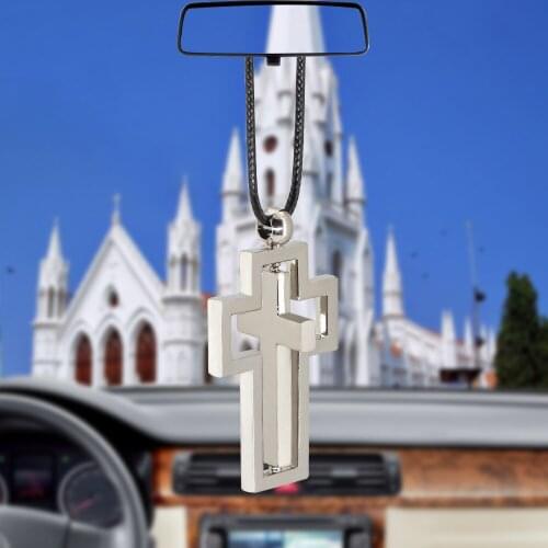 Car Pendant double-deck rotate cross Ornaments Automobiles Rearview Mirror Suspension Decoration Auto Cars Accessories Gifts