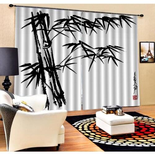 Bamboo curtains for bedroom living room Luxury Blackout 3D Window Curtains For Living Room Bedroom Customized size
