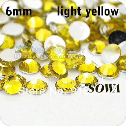 Free Shipping 500pcs/bag SS30 Size 6mm light Yellow Resin Flatback beads,Nail Art beads,DIY Wedding Decoration