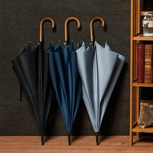 BUSINESS RAIN Wind Proof Wood Long-handle umbrella large umbrella Reinforce against wind and rain Umbrella FULLY AUTOMATIC