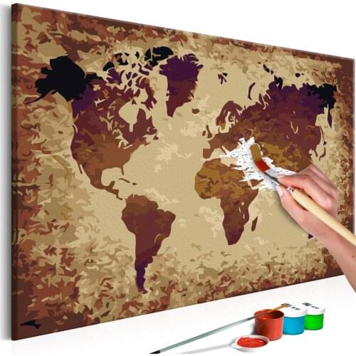 DIY picture-world map (shades of brown)-60x40 cm