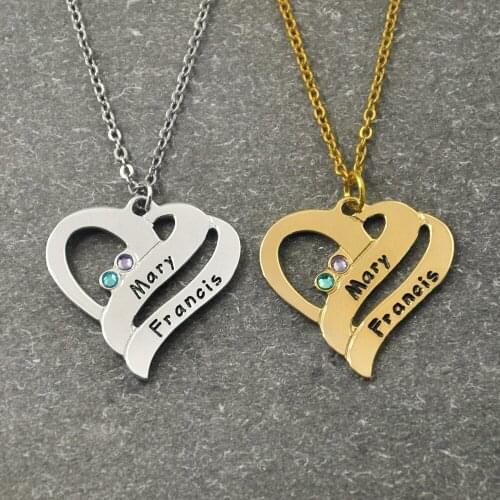 Personalized Heart Name Necklace with Birthstone,Custom Names necklace, Heart Necklace,Gift for Lover
