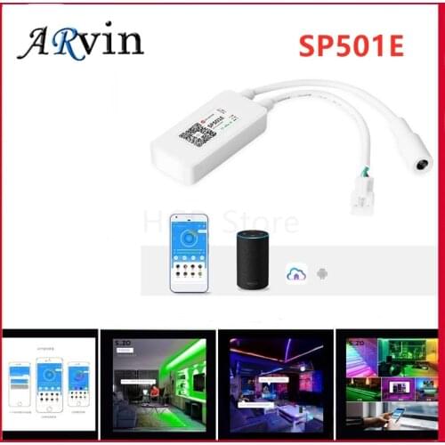 DC5-24V SP501E Wifi Controller For WS2811 WS2812B Addressable RGB Led Strip Light Alexa Smart SPI Voice APP Control Android