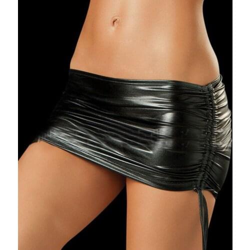 Short Mini Leather Skirt Micro Stretch Club Bar Party Bodycon Bandage Over Hip Sexy Hot For Women Costume Accessories