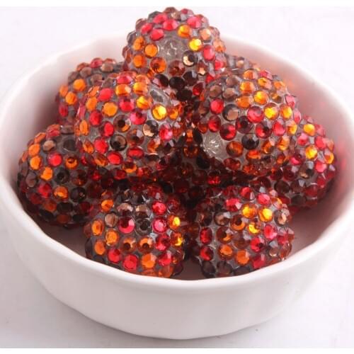Kwoi vita New Colorful 100pcs/lot 20mm red/orange/brown rainbow color Chunky Resin Rhinestone Ball Beads for Chunky