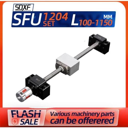 One set, precision ball screw nut set, SFU1204，+BKBF10/EKEF10/FKFF10/+DSG12H, +XB20*25 coupling, factory direct sales