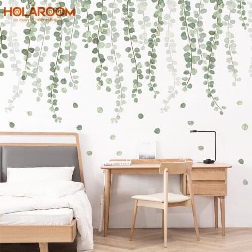 Holaroom Rattan Leaves Wall Stickers for Living room Bedroom Eco-friendly Wall Decals Home Decor Stickers for Wall Self-adhesive