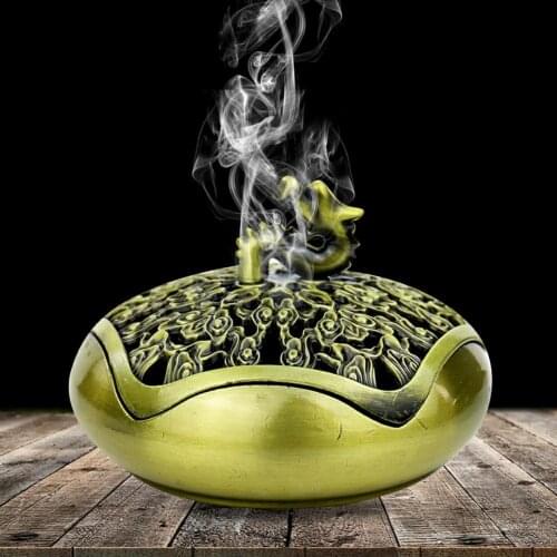 Retro Buddhism Lotus Incense Holder Burners Dragon Incense Holder Incense Burner Sandalwood Soothing Healing Censer Paperweight