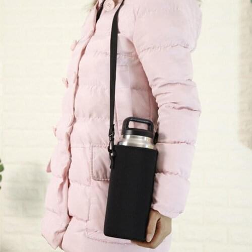 Portable Water Bottle Carrier Insulated Cup Cover Bag Holder Pouch with Strap