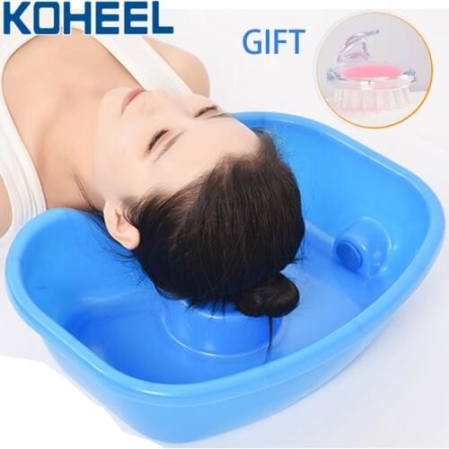 KOHEEL Hair Washing Basin Bowl Sink Neck Rest Drain Tube Handicap Bed Basin Portable Shampoo Basin for The Disabled Bedridden