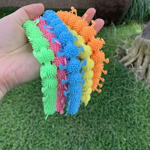 2pcs Worm Noodle Stretch String TPR Rope Stress Reliver Toys String Fidget Autism Vent Toys Random Color Slimy Toy